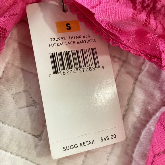 NWT Betsey Johnson Floral Lace Babydoll and Thong Set Slip Dress Size S Nightie - Picture 9 of 10